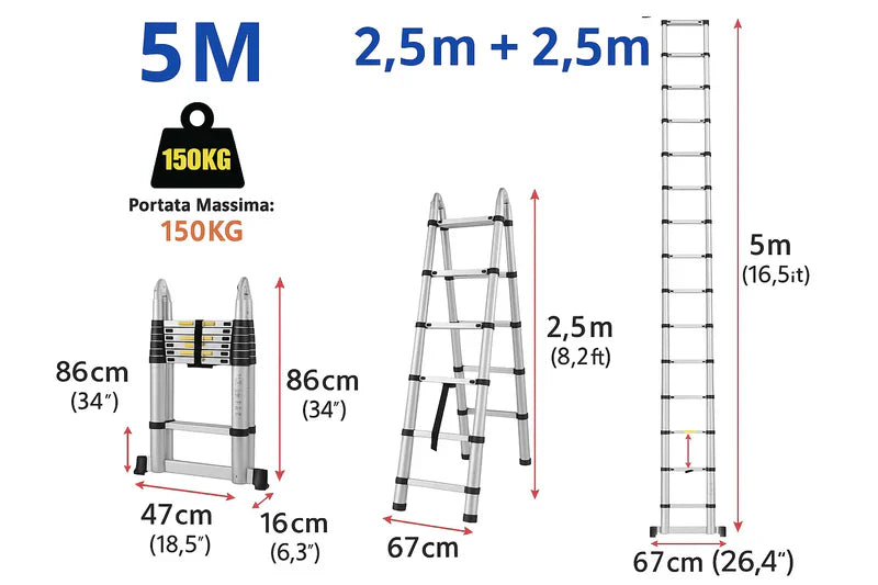 5M Scala Alluminio Telescopica